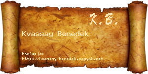 Kvassay Benedek névjegykártya