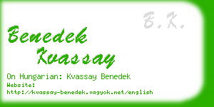 benedek kvassay business card